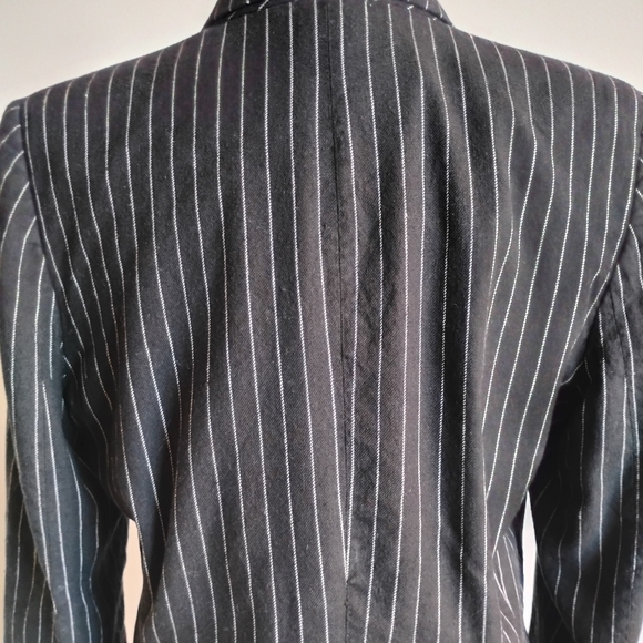 American Living Ralph Lauren Linen Cotton Blazer Black White Stripe Size 14 - Picture 9 of 16